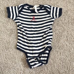 FL WOODS Rabbit Skins Navy and White Striped Bodysuit